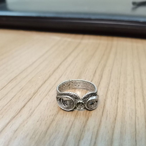 Vintage silver ring with Bulgarian folk motif, filigree (c. 1940–1950)
