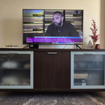 Neoset buffet dark brown with glass doors like new