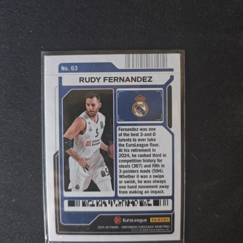 Rudy Fernandez Euroleague Contenders 217/299 card