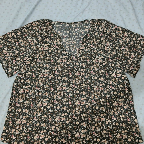 Shein floral short-sleeve blouse 2XL new, multicolor
