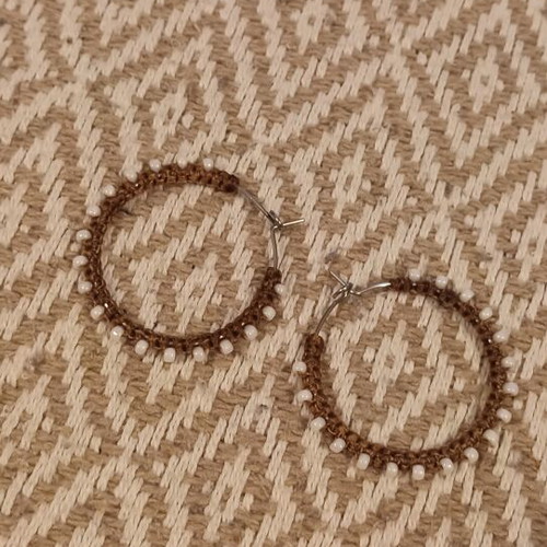 Handmade Macrame Stainless Steel Hoop Earrings new
