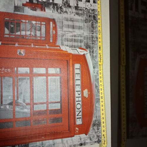 Painting used with wooden frame and canvas, Telephone Box