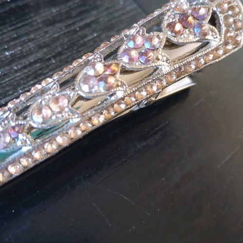 Vintage hair clip with iridescent rhinestones like new