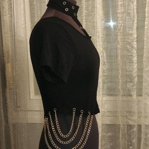 Black Gothic/Punk Top like new with chains and cut-outs XS/S