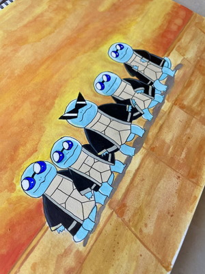 Pokemon watercolor painting handmade, size 30x40 cm