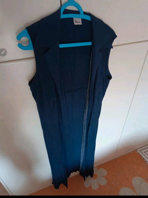 Blue long vest used, lightweight viscose fabric, size XL