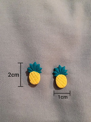 Pineapple earrings like new, handmade from polymer clay yellow and green