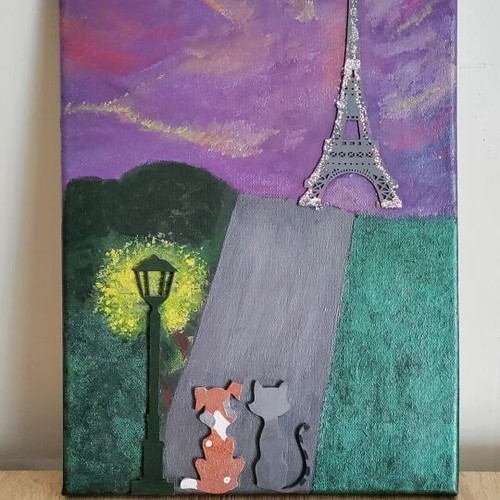 Handmade wall art with 3D details, new, 25x35 cm