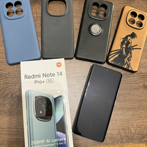 Xiaomi Redmi Note 14 Pro+ 5G 512GB 12GB RAM Frost Blue like new with 4 cases