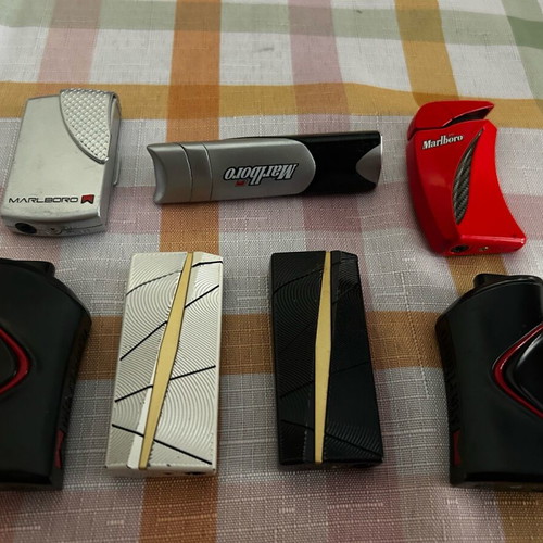 Marlboro lighters used, collectible set of 7 pieces