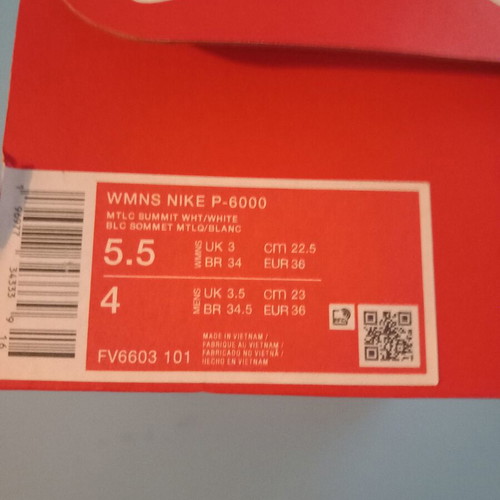 WMNS Nike P-6000 white sneakers size 36
