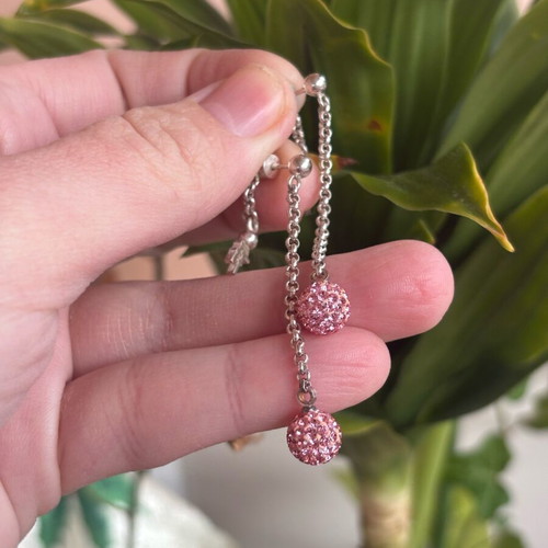 Folli Follie earrings silver color with pink zircon like new