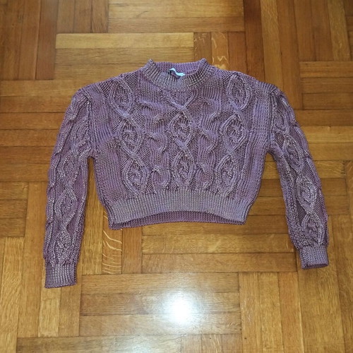 Zara sweater with knit pattern like new, pink and silver