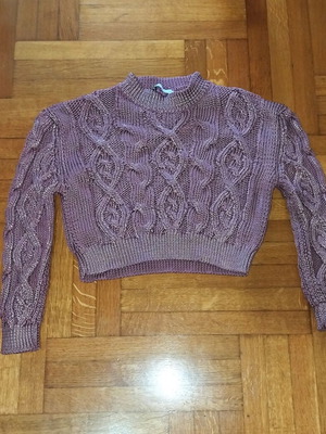 Zara sweater with knit pattern like new, pink and silver
