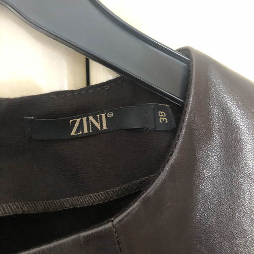 Zini leather blouse used, brown, size M