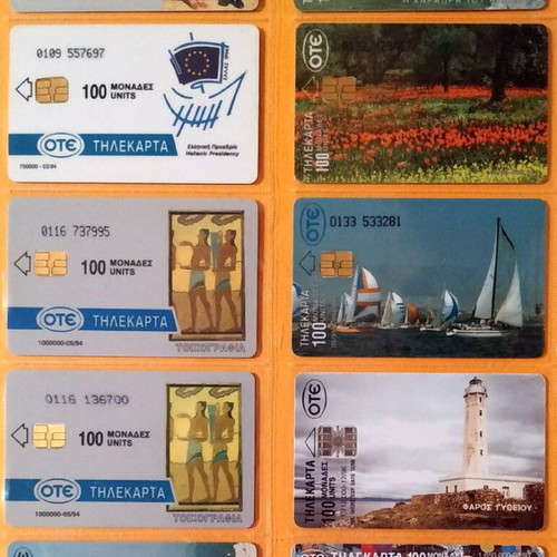 Phone cards used, pack of 50 Greek assorted
