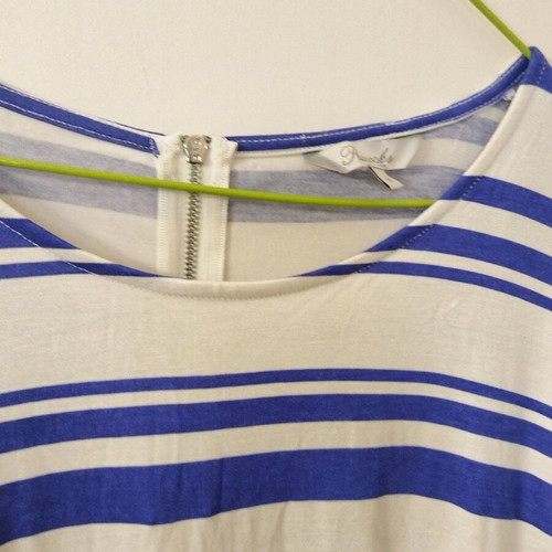 Peacocks striped blouse like new, 3/4 sleeve, white-blue, size XXXL