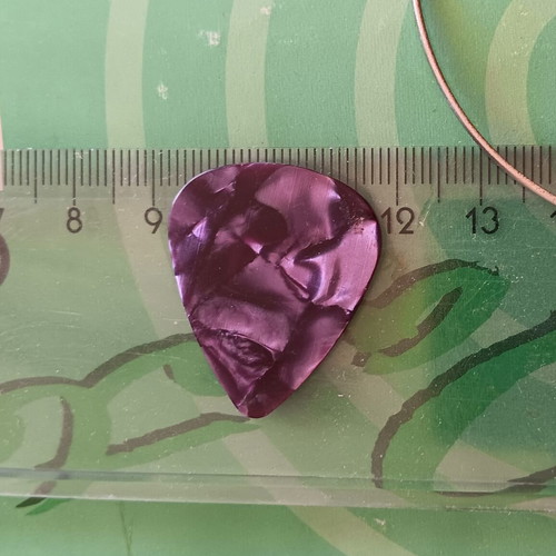 Purple pearl guitar or bass pick, celluloid, 351 shape, medium thickness