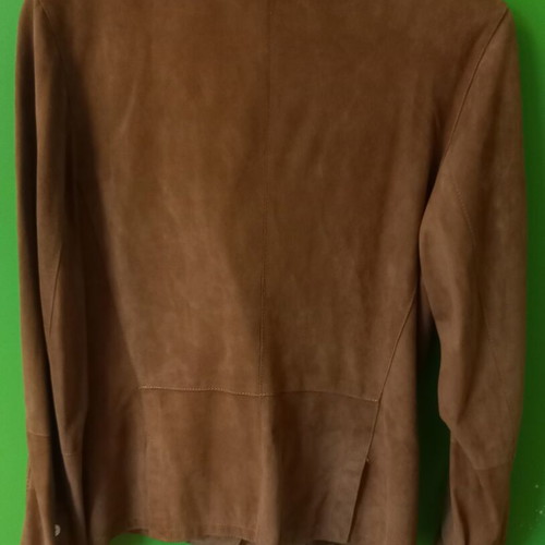 Suede jacket used, 100% leather, brown, size M