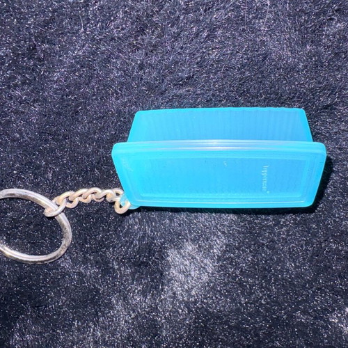 Collectible Tupperware Mini Food Container Keychain Blue Like New