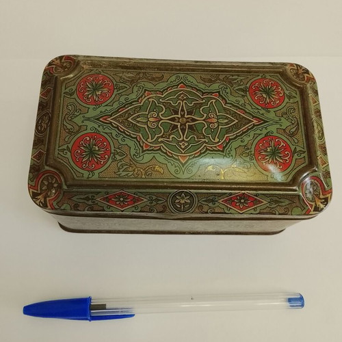 Vintage Oriental Metal Box for Coffee and Sugar used, Turkish Interwar