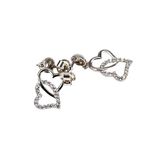 Silver Earrings Hearts new, 925 sterling