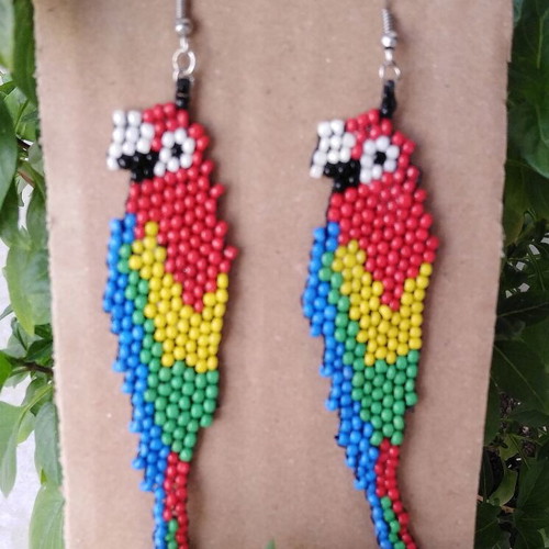 Handmade parrot earrings colorful new