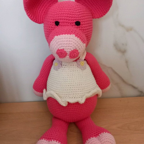 Amigurumi knitted pig handmade, new, cotton yarn