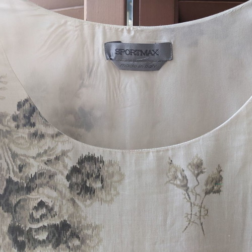 Sportmax linen dress used, beige with floral pattern