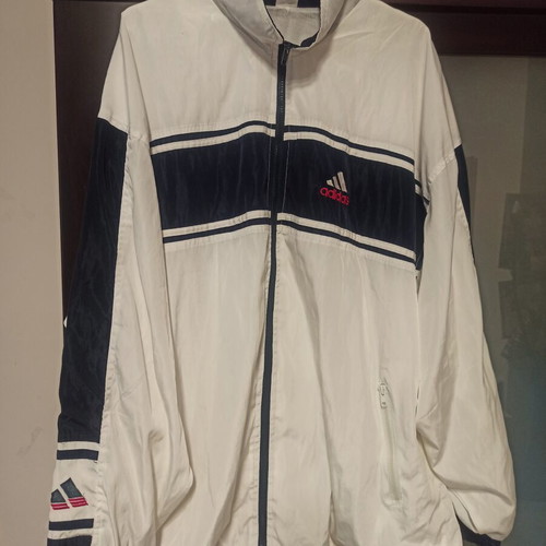 Adidas lightweight jacket like new, white and blue