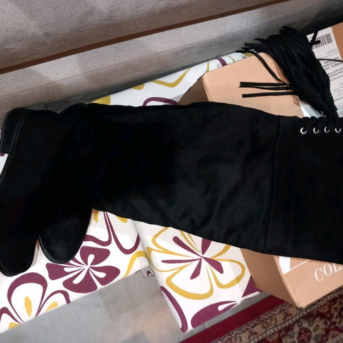 Zara over the knee boots used, black suede, size 41