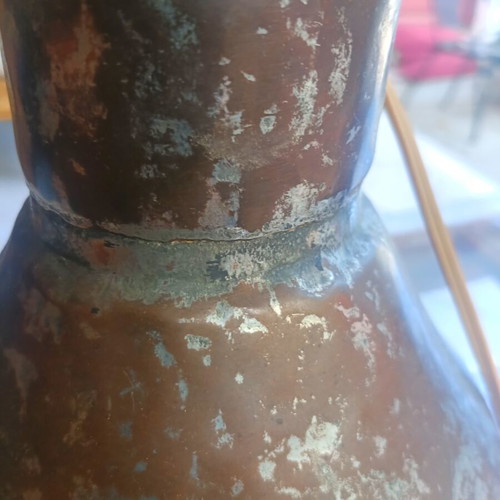 Table lamp handmade with large copper base 45 cm used