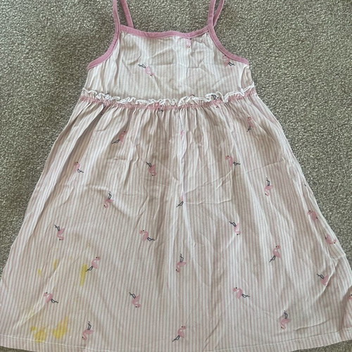 Girls' dress used 4-5 years old, pink with yellow stain