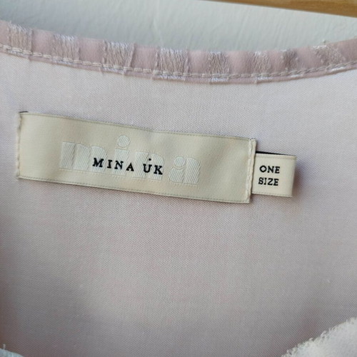 Mina UK Mini Dress blush pink silk-look ruffles size M like new