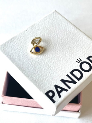 Pandora pendant with blue eye 14K gold plated, unused with packaging