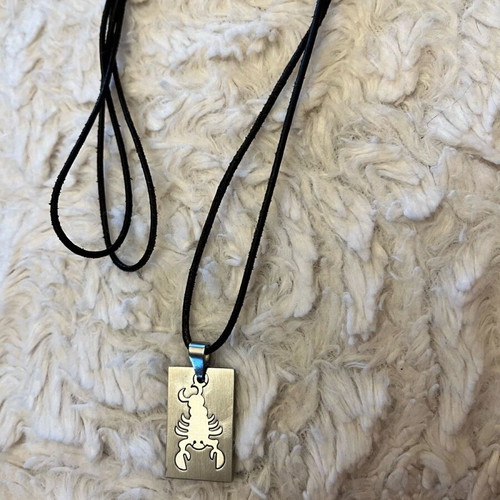 Scorpio zodiac necklace like new stainless steel with leather cord