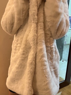 Fur coat new, synthetic, beige, size S