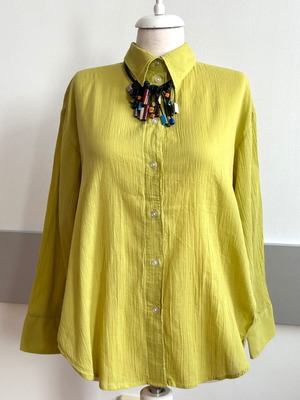 Риза H&M като ново в наситен зелен и жълт цвят, памучна