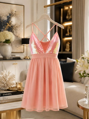 Babylon Fashion girls' pink dress with sequins new, size 12