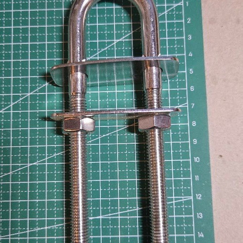 U-Bolt stainless steel support ring 15x5cm with plates and nuts new