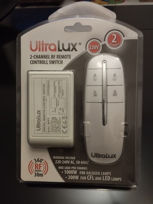 Ultralux 2-Channel RF Remote Kontroll Switch New