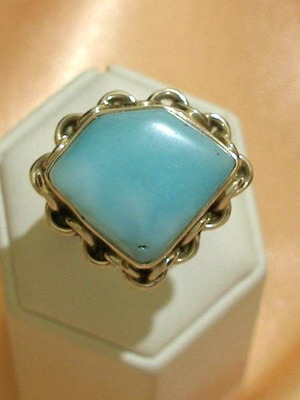 Blue opal ring in 925 silver new
