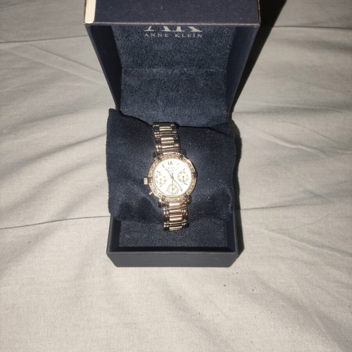Anne Klein watch with diamond accents, silver