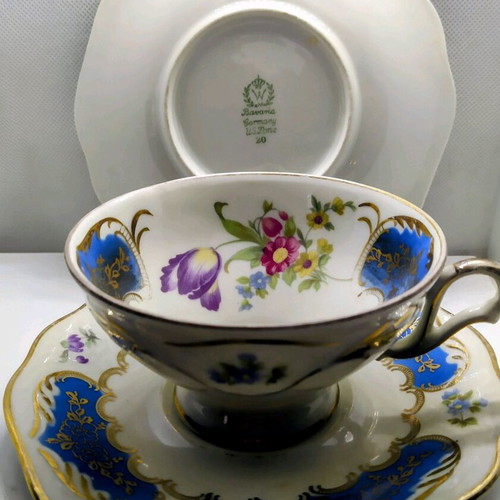 Set of 2 porcelain cups and saucers W Bavaria Germany US Zone used