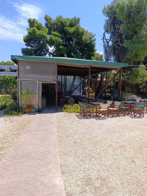 Pergola kiosk used, set of 3 with awnings and ground lights