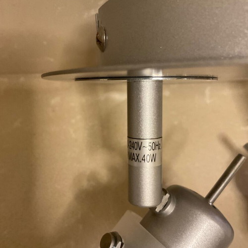 Metal ceiling light with two rotating opaline heads