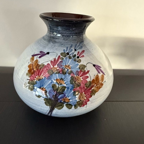 Handmade ceramic vase like new with painted floral design