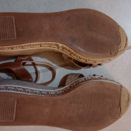 Exe platform sandals used, beige and brown, size 40