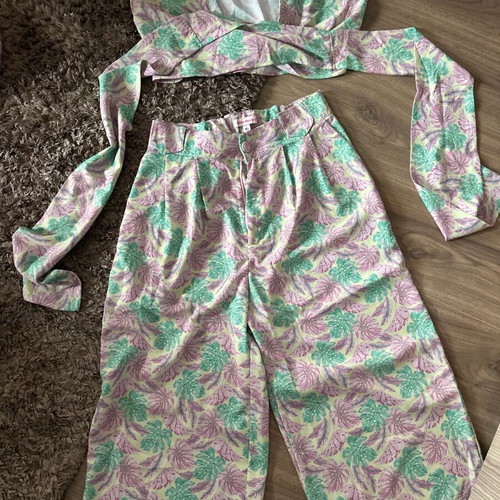 Petite Bounduir set zip culottes with wrap top new, multicolor