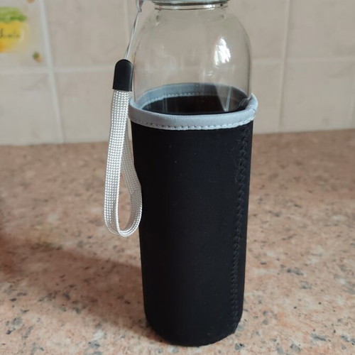 Glass bottle with strap and insulation 500ml new